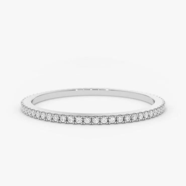 0.20CTW Round Cut Natural Diamond Stackable Thin Band