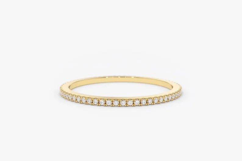 0.20CTW Round Cut Natural Diamond Stackable Thin Band