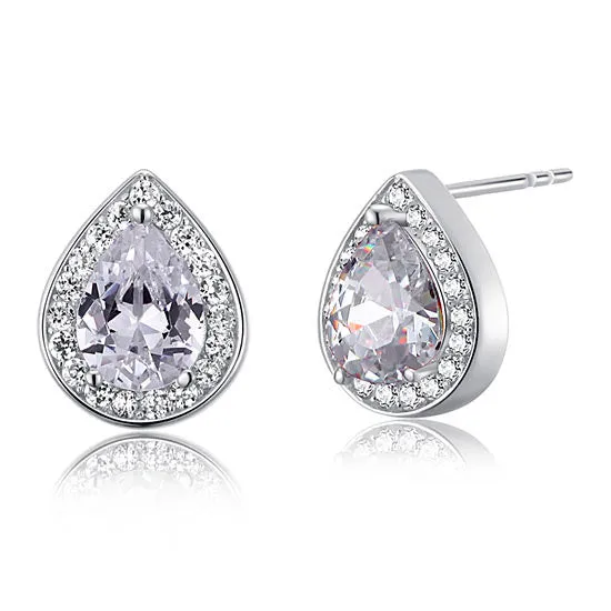 1 Carat Pear Cut Created Diamond 925 Sterling Silver Stud Earrings XFE8032