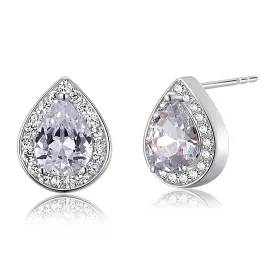 1 Carat Pear Cut Created Diamond 925 Sterling Silver Stud Earrings XFE8032
