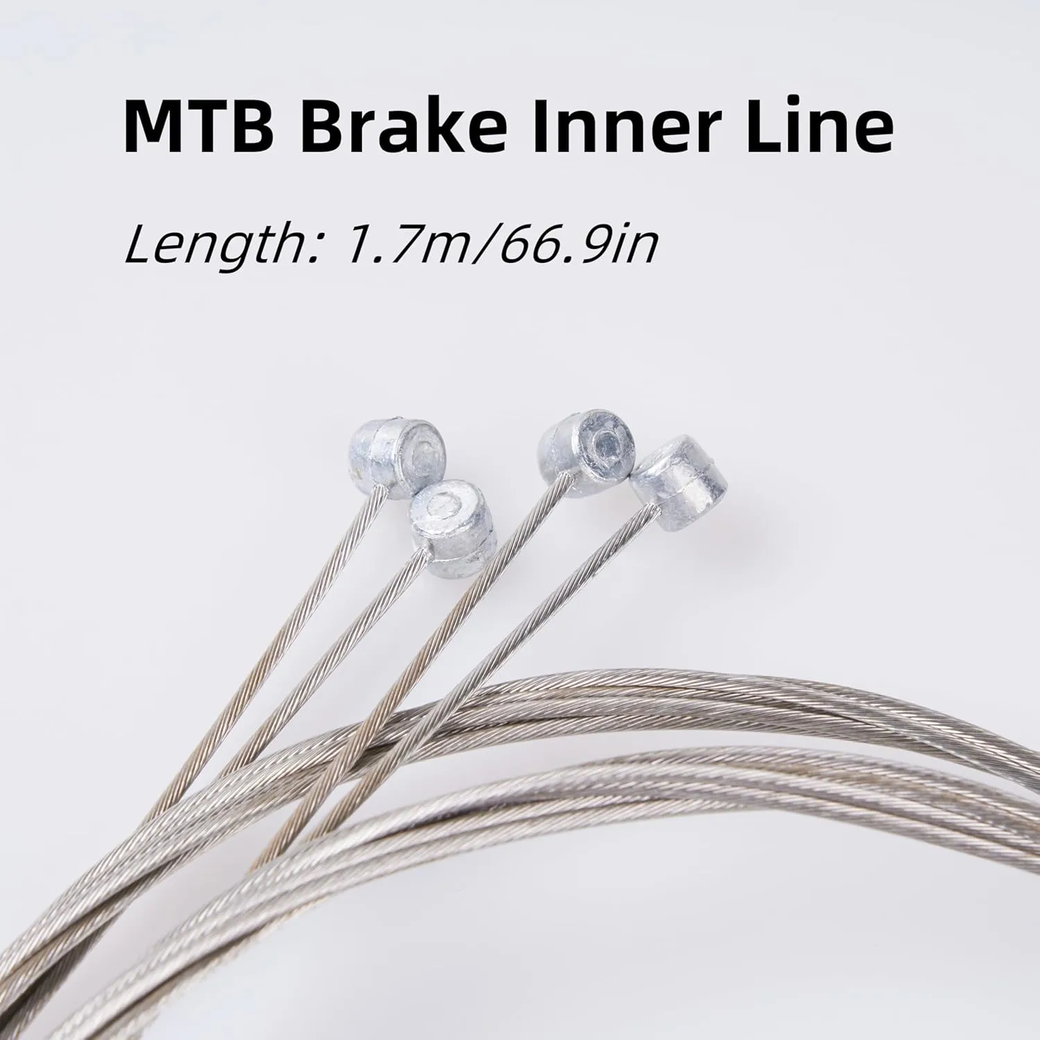 10PCS 1.7M Stainless Steel Bike Brake Inner Cables,Bike Brake Line Core for Mountain Bike,Bike Brake Inner Line Set include Cable Tips and O-rings
