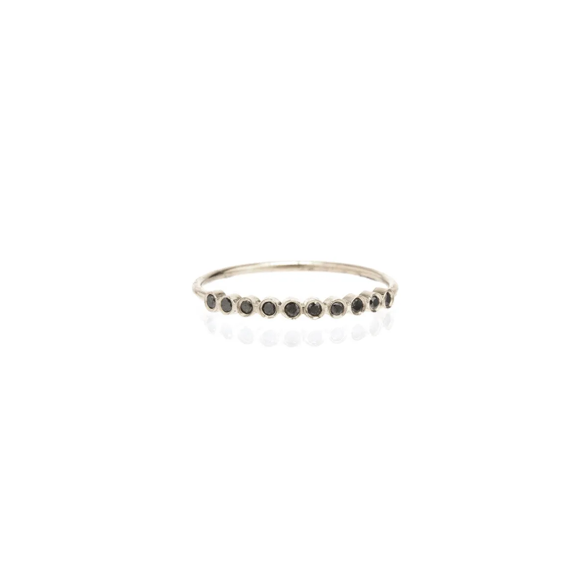 14k 10 Tiny Black Diamond Bezel Ring
