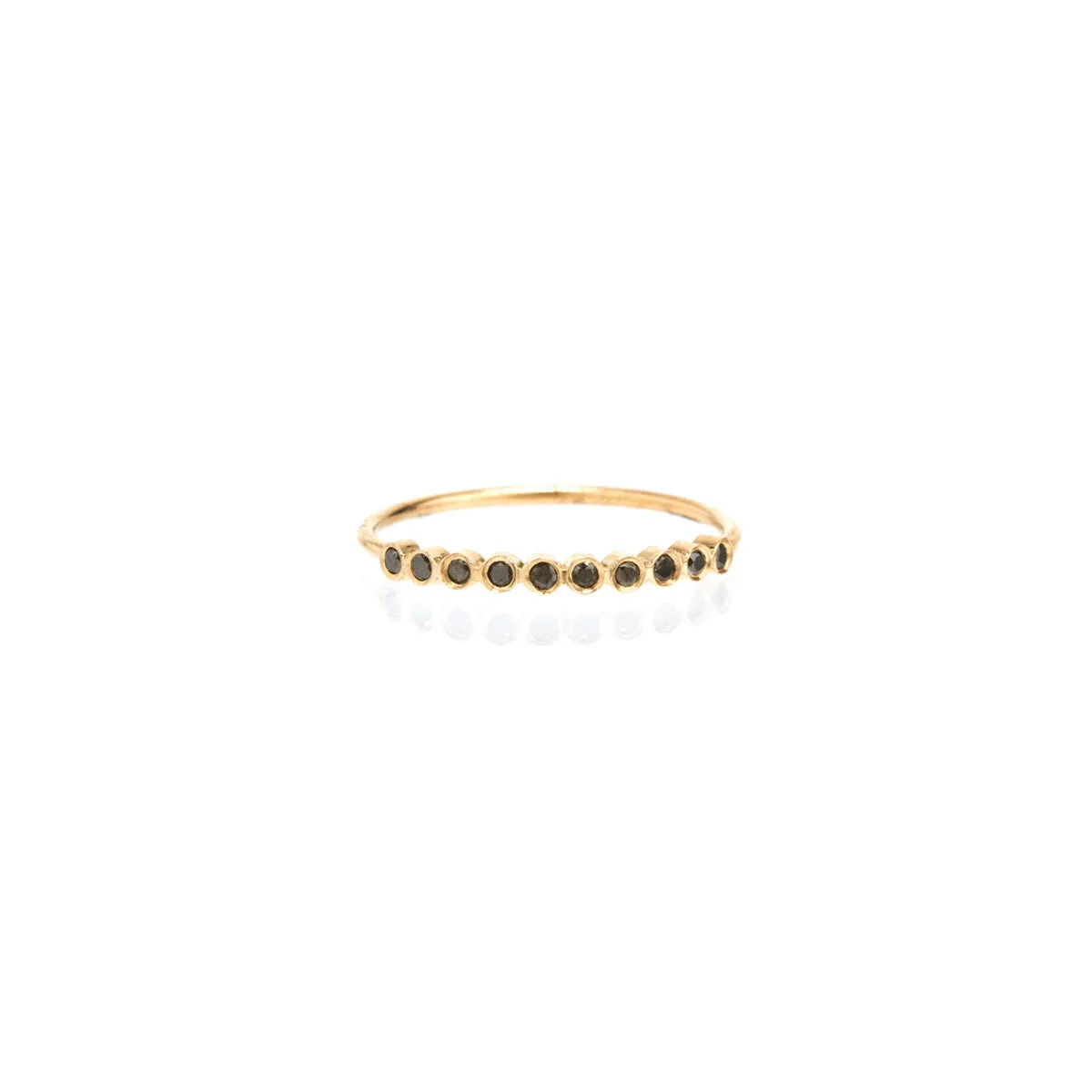 14k 10 Tiny Black Diamond Bezel Ring