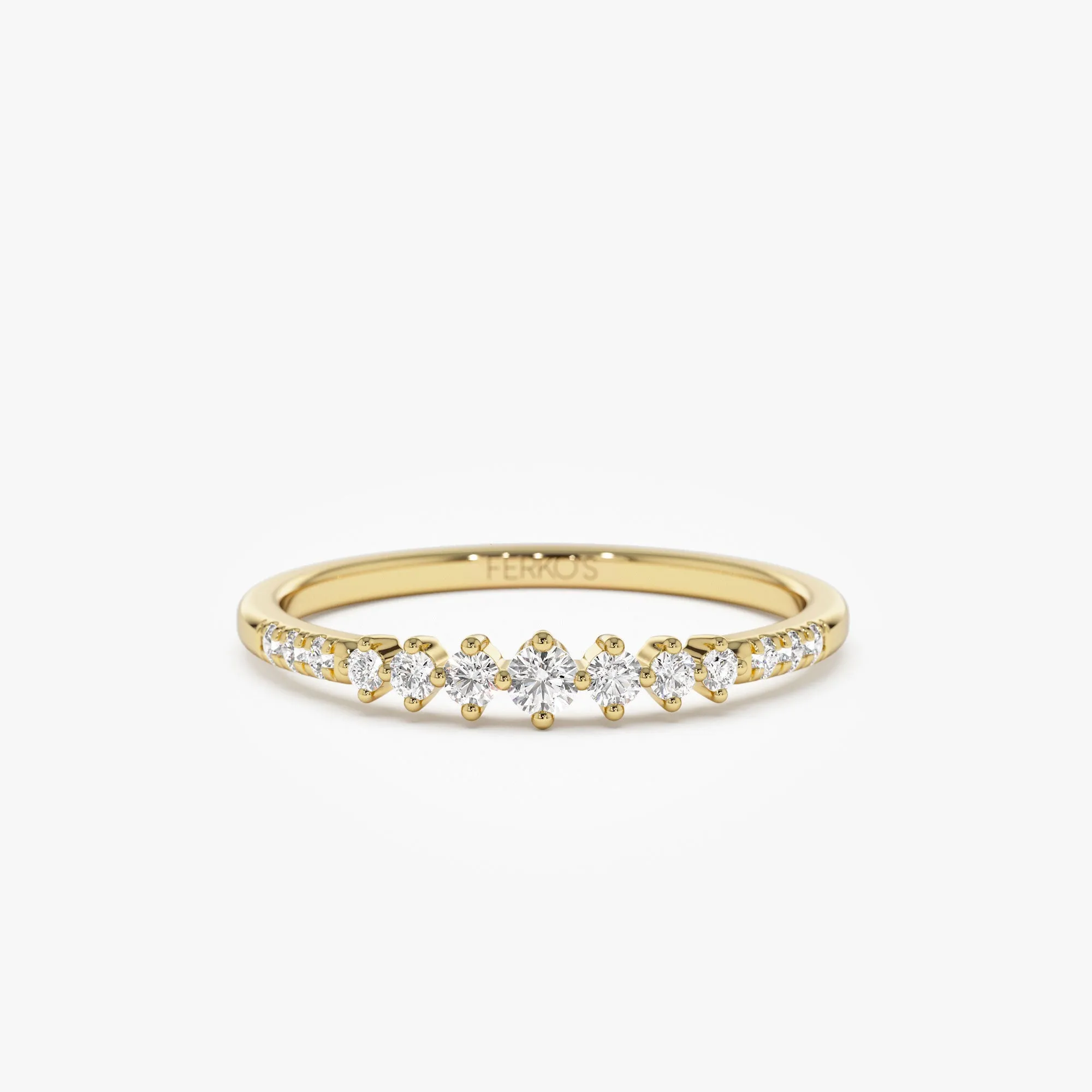 14k Dainty Graduating Diamond Wedding Ring