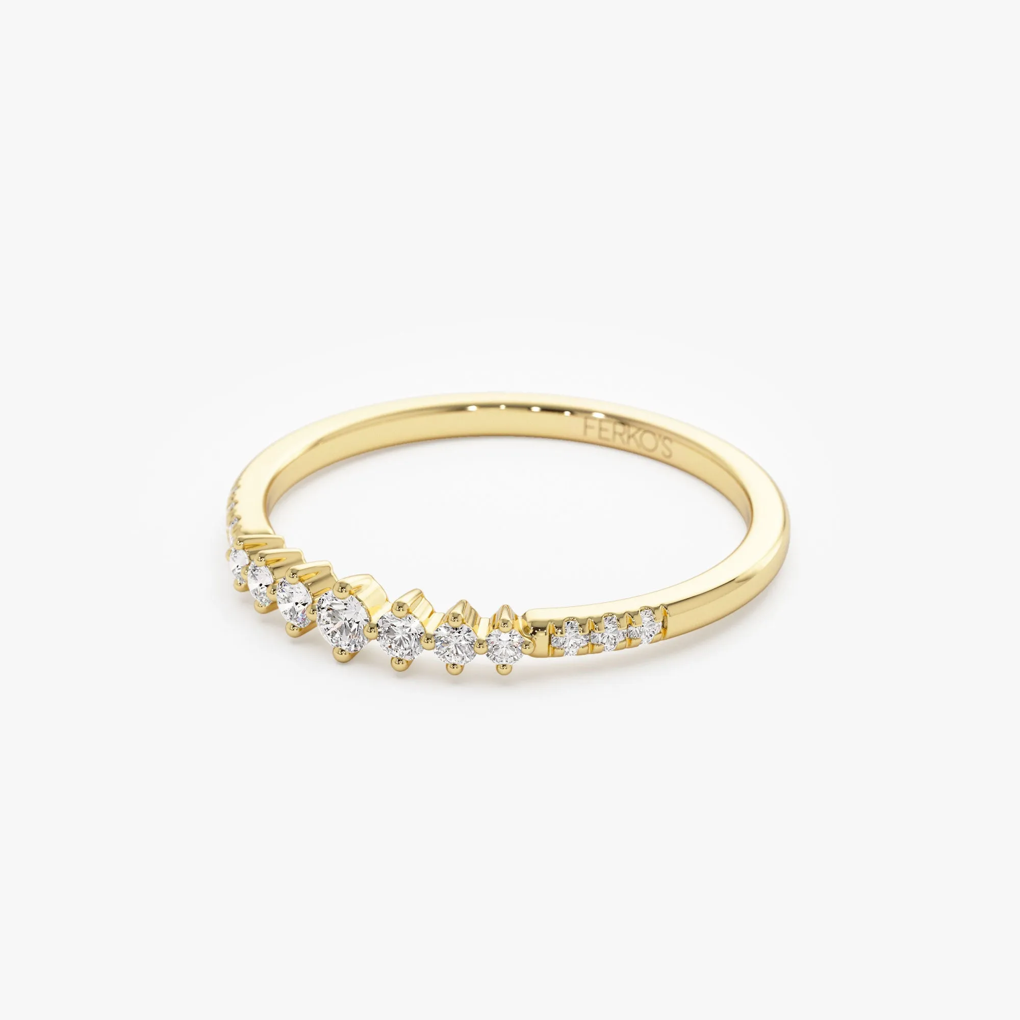 14k Dainty Graduating Diamond Wedding Ring
