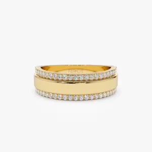 14k Diamond Diamond Edge Wedding Band