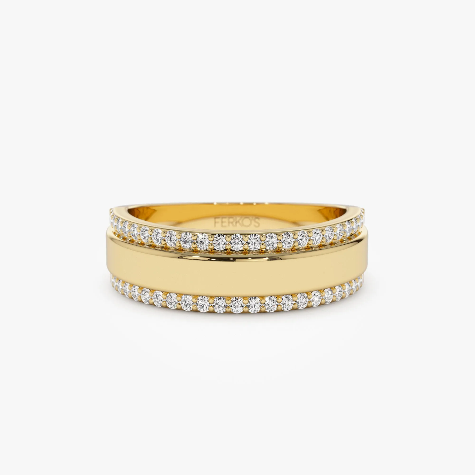 14k Diamond Diamond Edge Wedding Band