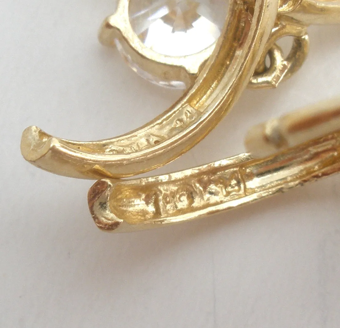 14K Gold Dangle Earrings With Cubic Zirconias