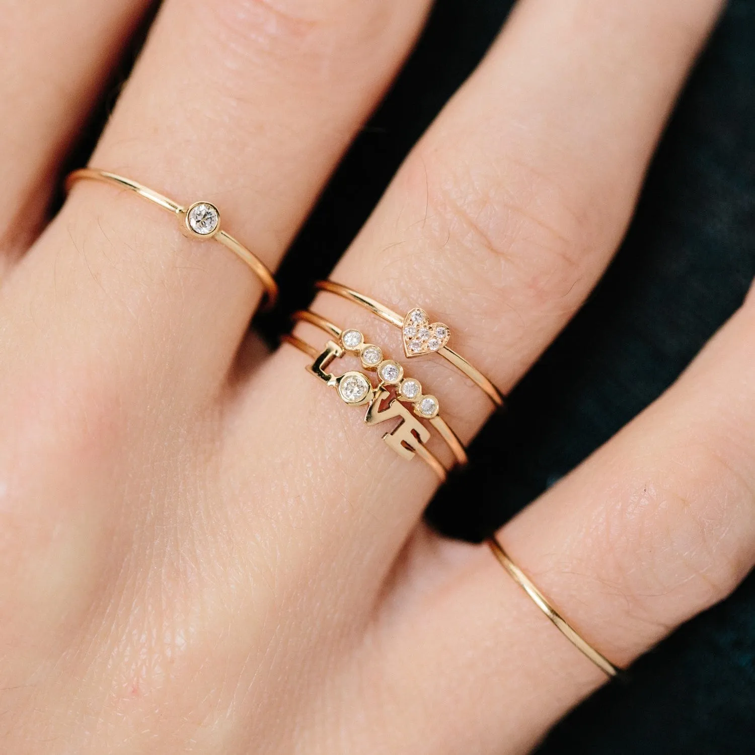 14K Itty Bitty Pave Heart Ring