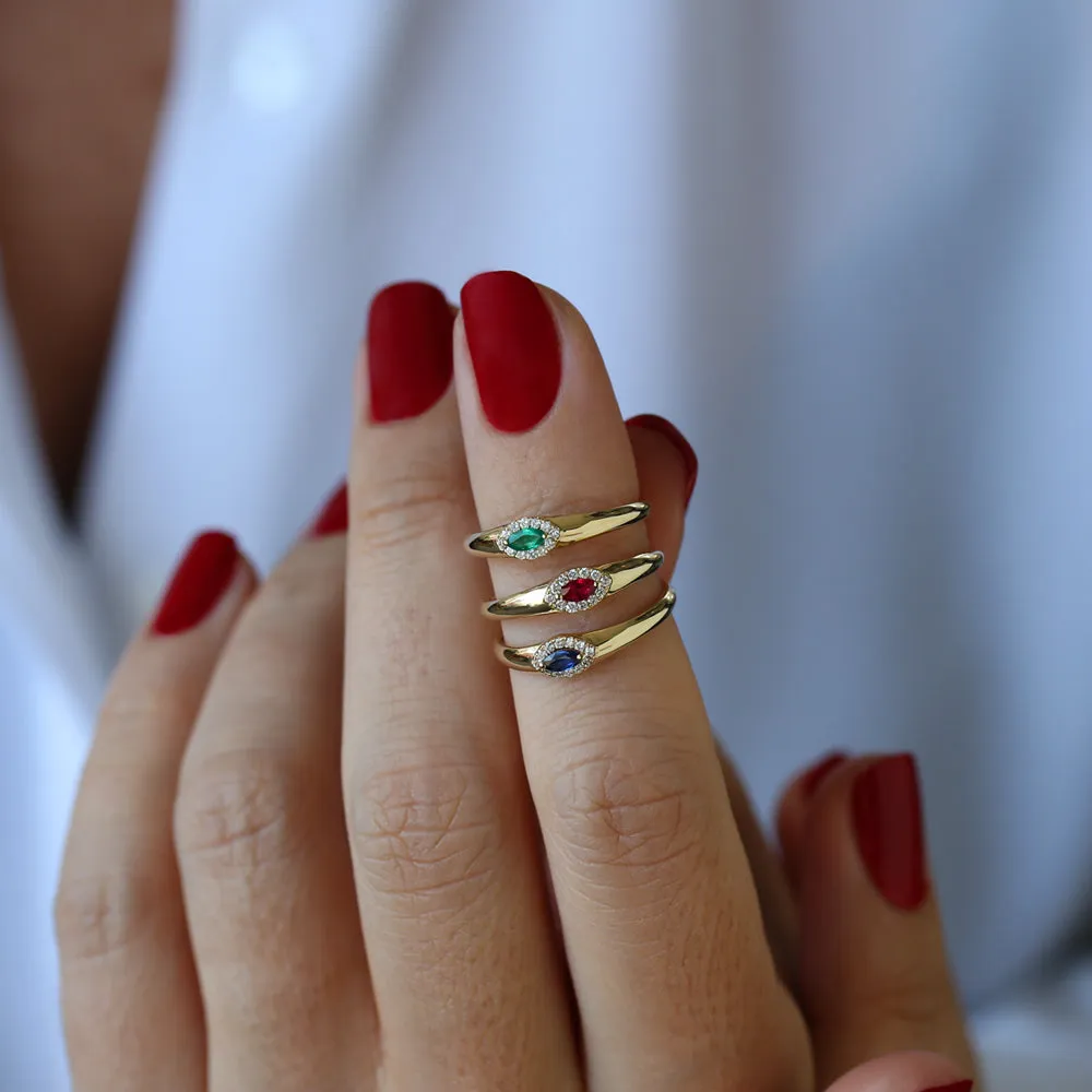 14k Marquise Ruby Ring in Halo Setting