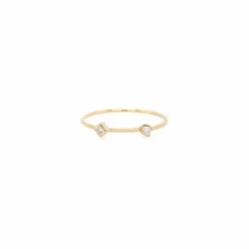 14k Princess & Round Diamond Thin Band Ring