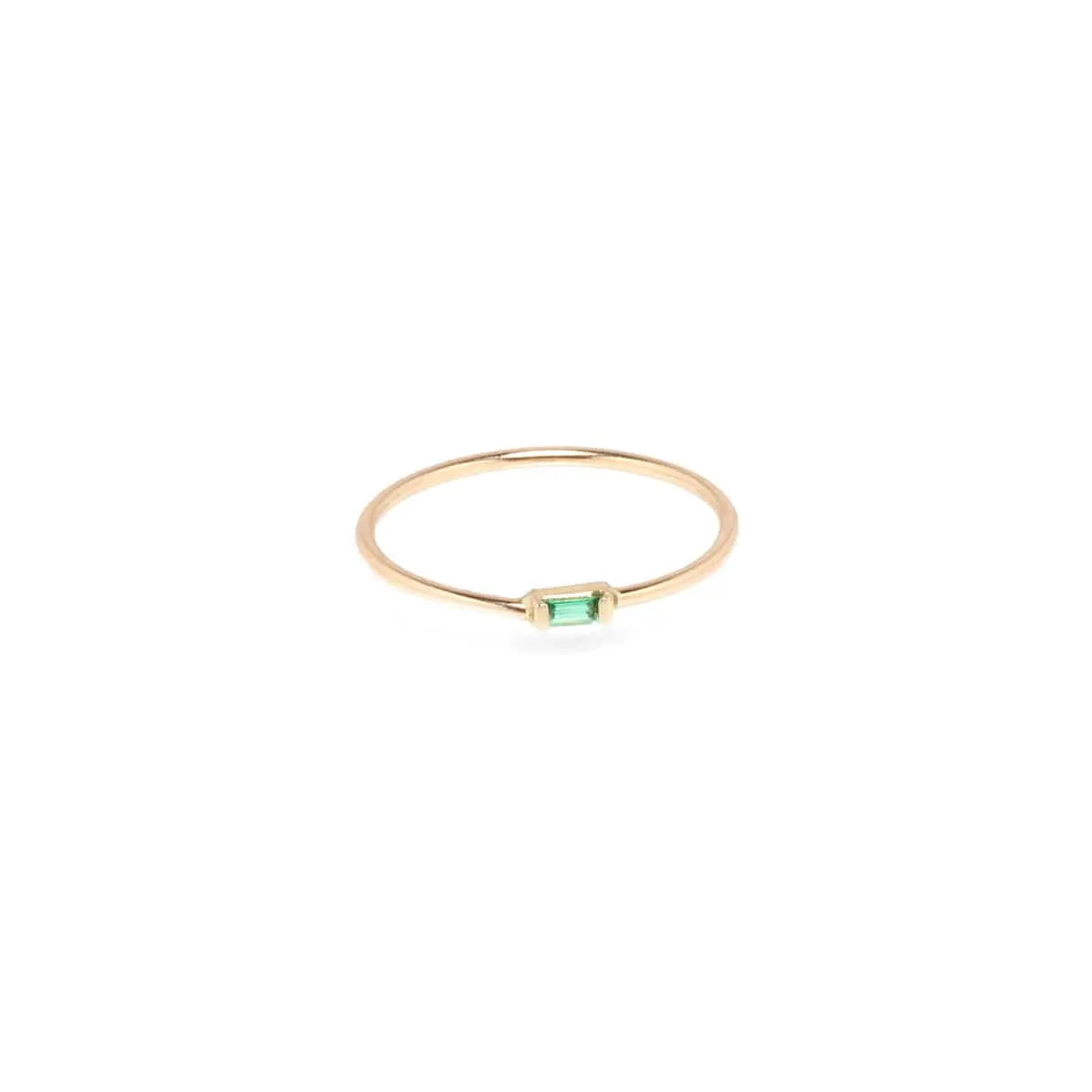 14k Small Horizontal Emerald Baguette Ring