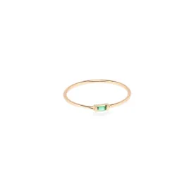14k Small Horizontal Emerald Baguette Ring