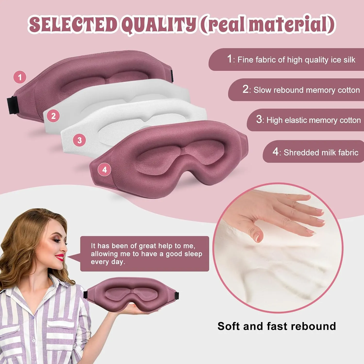 3D Advanced Eye Mask for SleepingUltra Delicate Soft Skin Friendly Eye mask100% Blackout Sleep Eye Mask for Sleep, Eyelash Extension Sleep mask