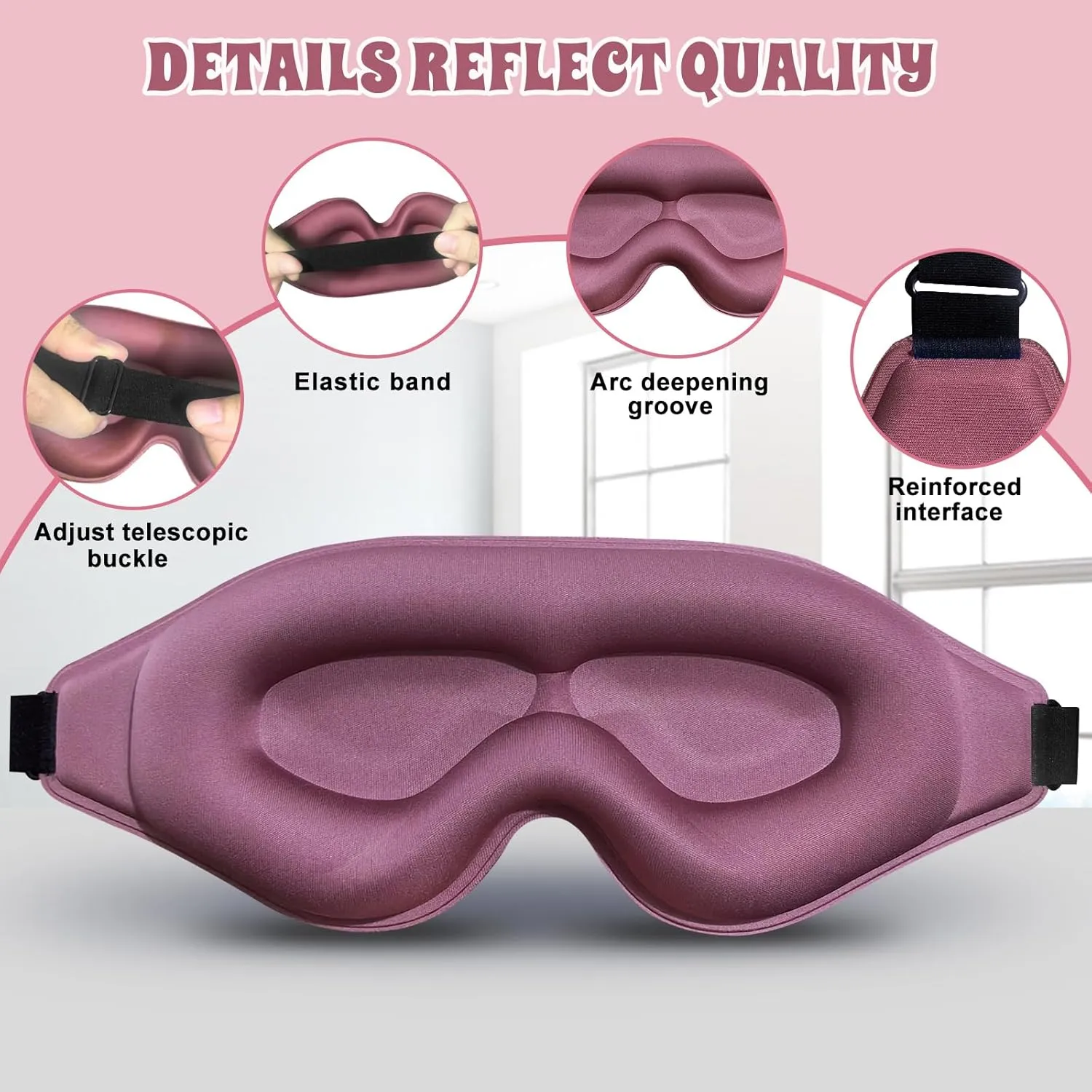 3D Advanced Eye Mask for SleepingUltra Delicate Soft Skin Friendly Eye mask100% Blackout Sleep Eye Mask for Sleep, Eyelash Extension Sleep mask