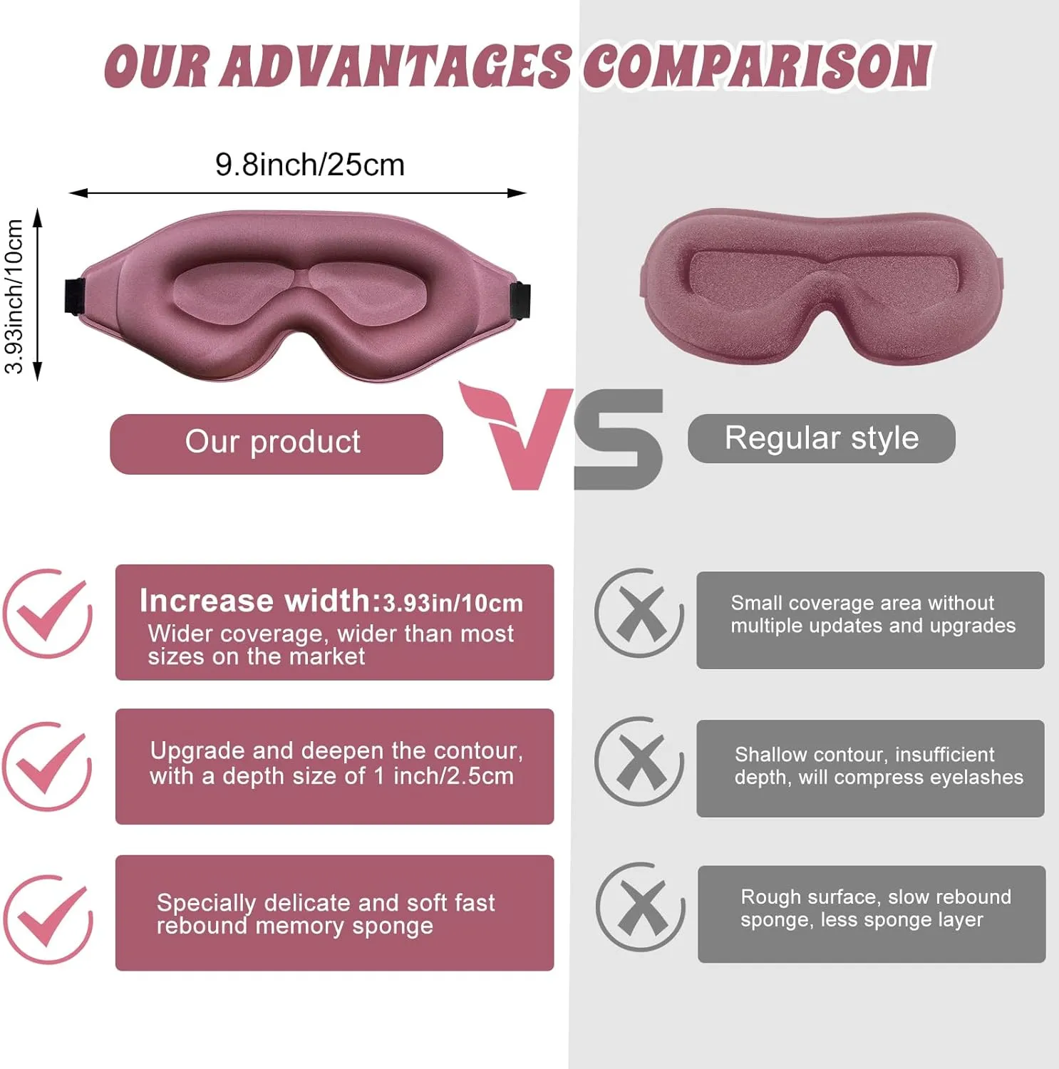 3D Advanced Eye Mask for SleepingUltra Delicate Soft Skin Friendly Eye mask100% Blackout Sleep Eye Mask for Sleep, Eyelash Extension Sleep mask