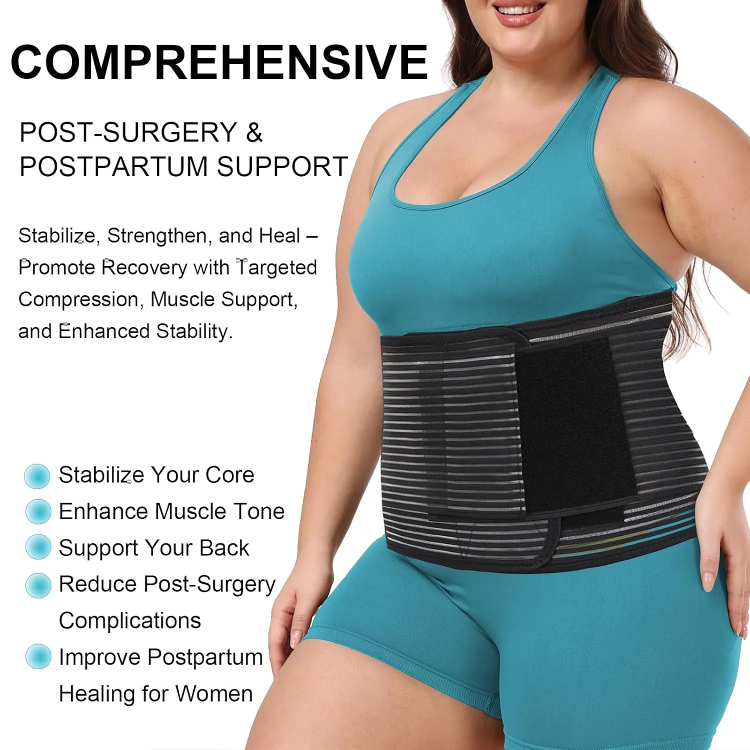 Abdominal Binder Post Surgery Plus Size | Postpartum Belly Band Wrap | Post C Section Belly Binder | Stomach Compression Hernia Belt For Men or Women Hernia Surgery, Natural Birth, Abdominal Injuries,Hysterectomy (4XL)
