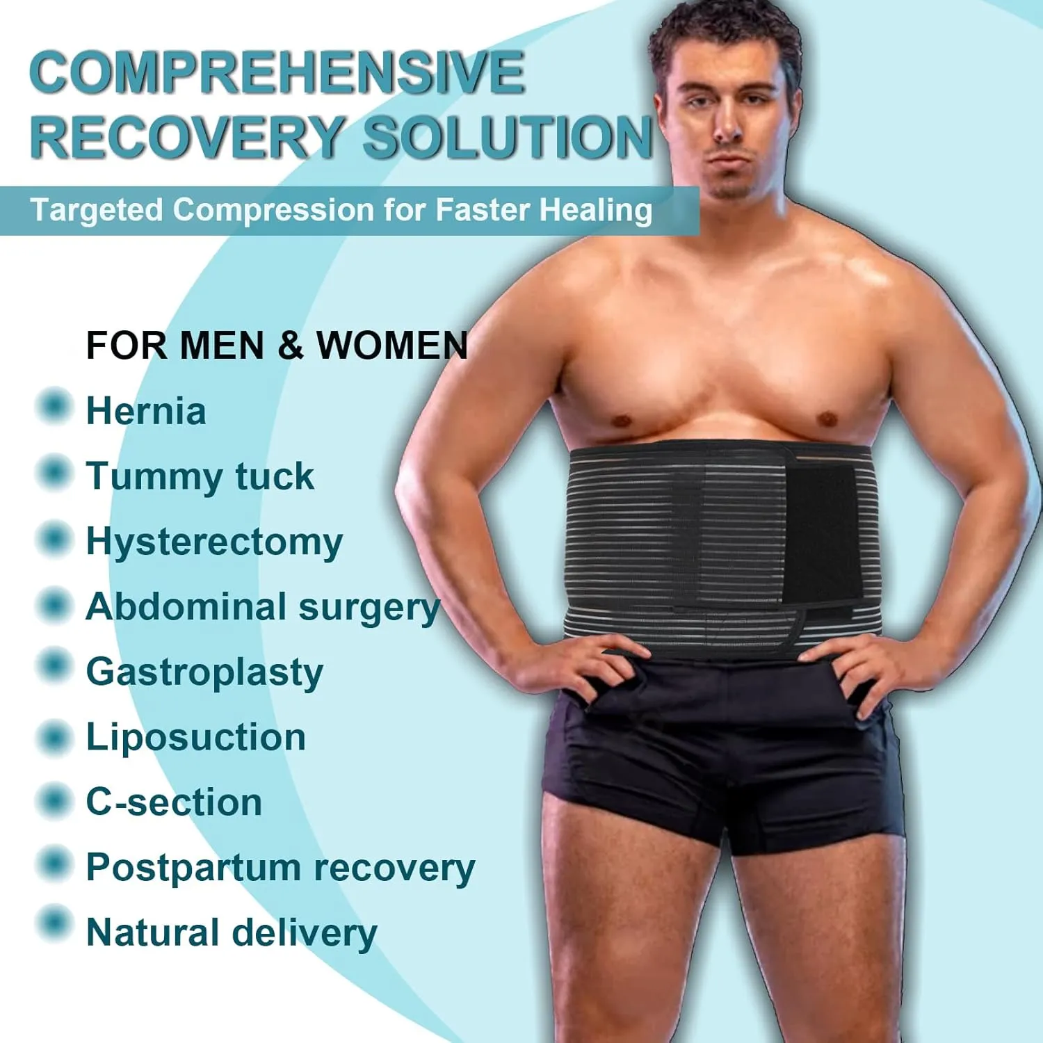 Abdominal Binder Post Surgery Plus Size | Postpartum Belly Band Wrap | Post C Section Belly Binder | Stomach Compression Hernia Belt For Men or Women Hernia Surgery, Natural Birth, Abdominal Injuries,Hysterectomy (4XL)