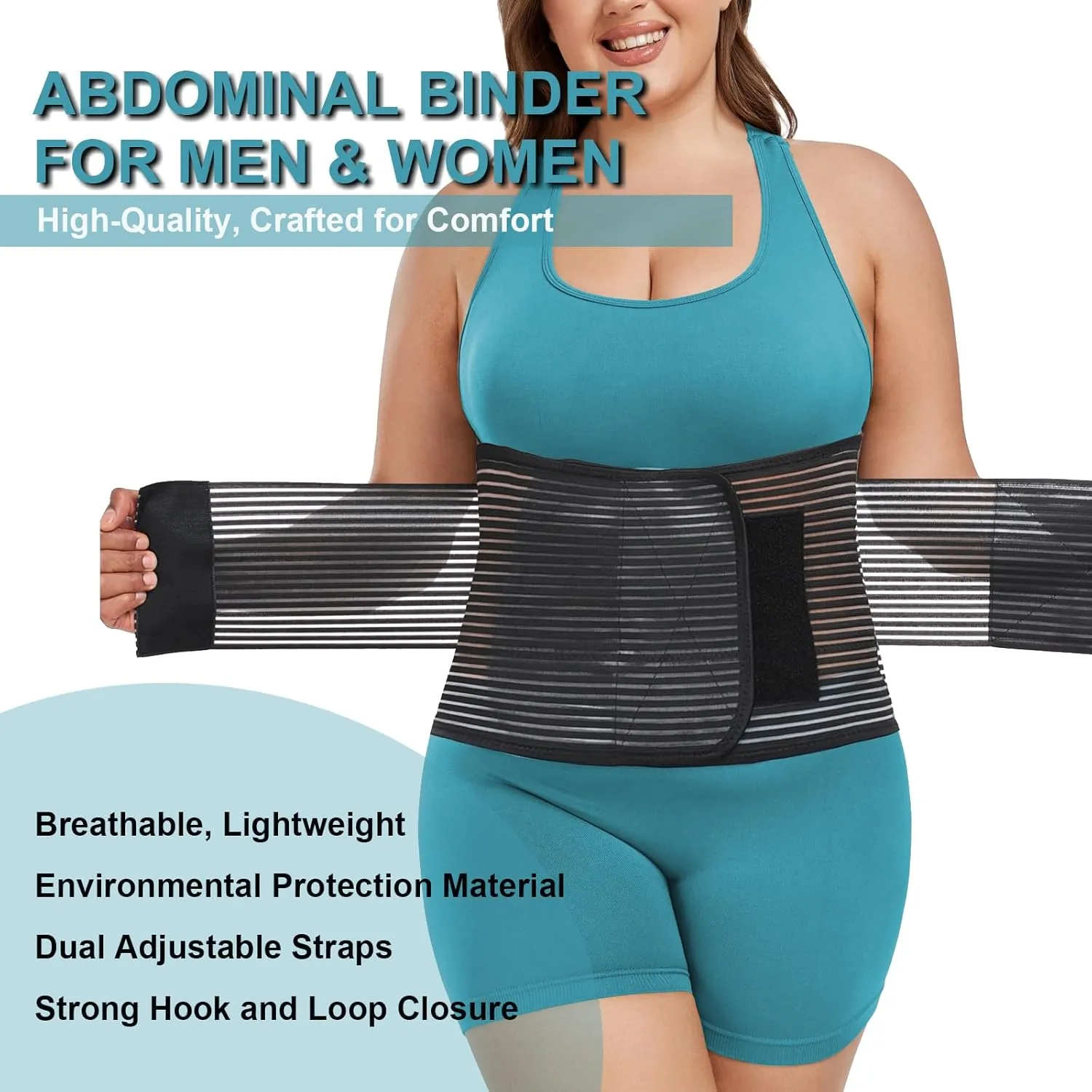 Abdominal Binder Post Surgery Plus Size | Postpartum Belly Band Wrap | Post C Section Belly Binder | Stomach Compression Hernia Belt For Men or Women Hernia Surgery, Natural Birth, Abdominal Injuries,Hysterectomy (4XL)