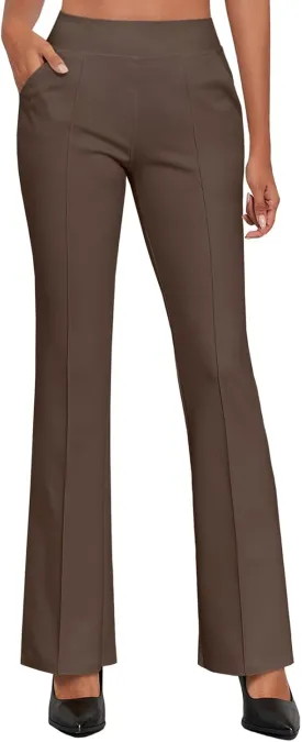 Agenlulu Womens Dress Pants Elastic High Waisted Stretch Bootcut Business Casual Pants Pull on Office Work Slacks