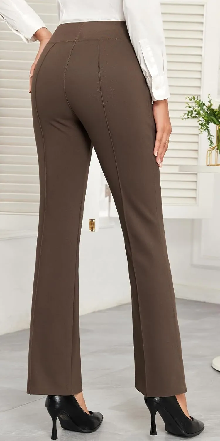 Agenlulu Womens Dress Pants Elastic High Waisted Stretch Bootcut Business Casual Pants Pull on Office Work Slacks