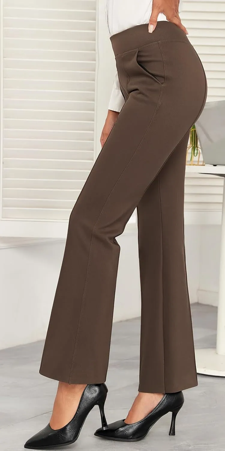 Agenlulu Womens Dress Pants Elastic High Waisted Stretch Bootcut Business Casual Pants Pull on Office Work Slacks