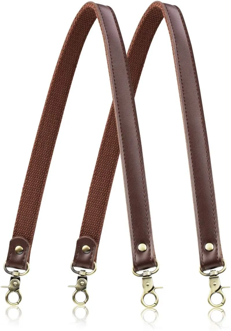 Allzedream Genuine Leather Purse Strap Sewing Canvas Replacement Handbag Shoulder Bag 2 Pcs