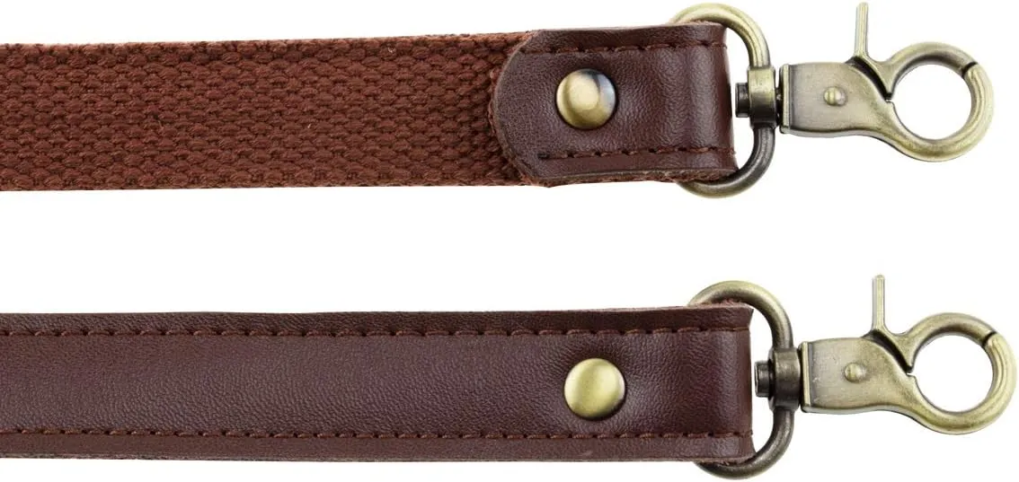 Allzedream Genuine Leather Purse Strap Sewing Canvas Replacement Handbag Shoulder Bag 2 Pcs