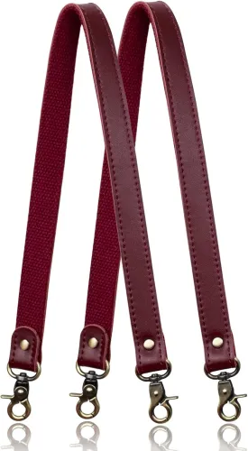 Allzedream Genuine Leather Purse Strap Sewing Canvas Replacement Handbag Shoulder Bag 2 Pcs