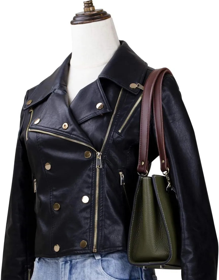 Allzedream Genuine Leather Purse Strap Sewing Canvas Replacement Handbag Shoulder Bag 2 Pcs