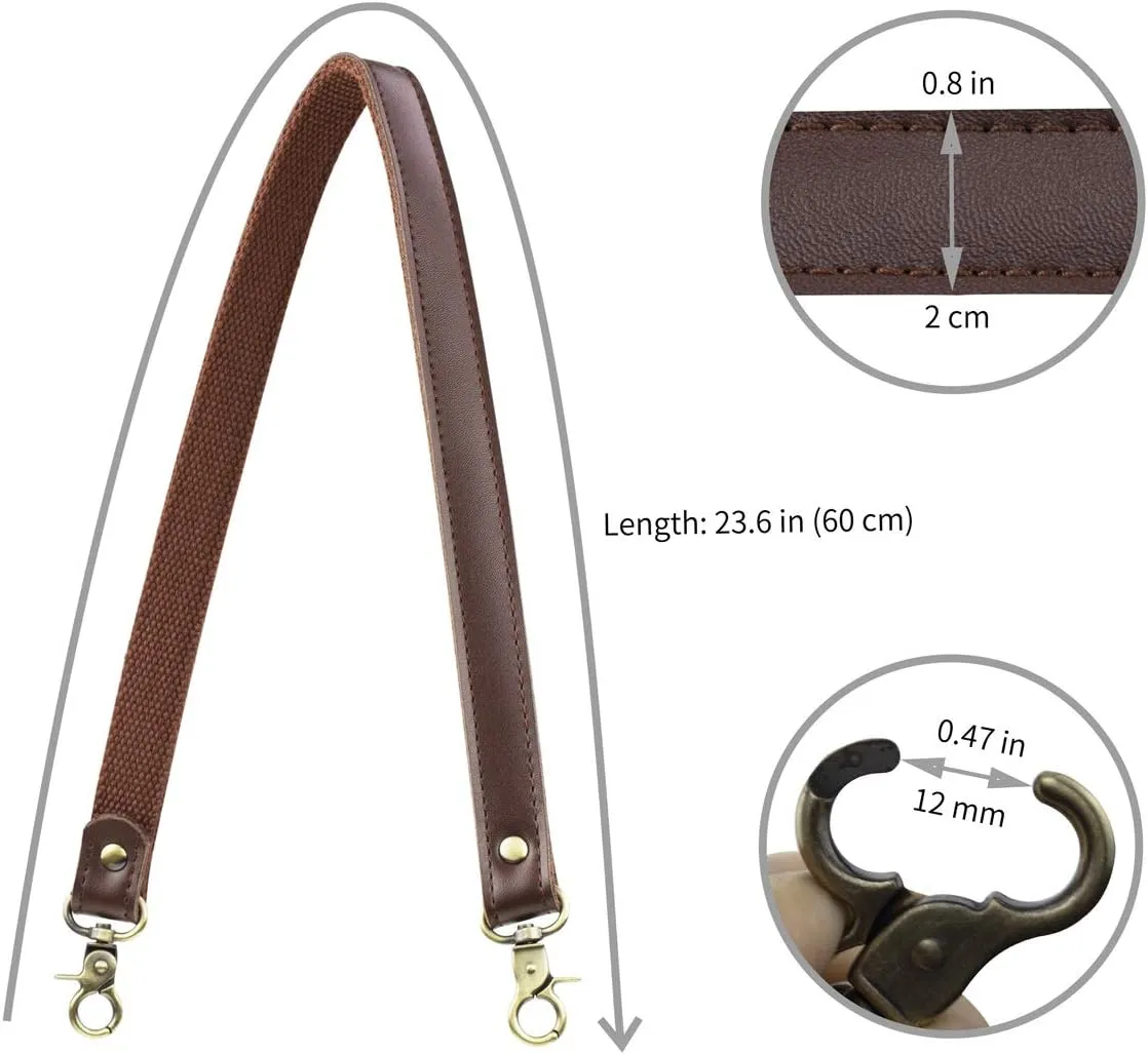 Allzedream Genuine Leather Purse Strap Sewing Canvas Replacement Handbag Shoulder Bag 2 Pcs