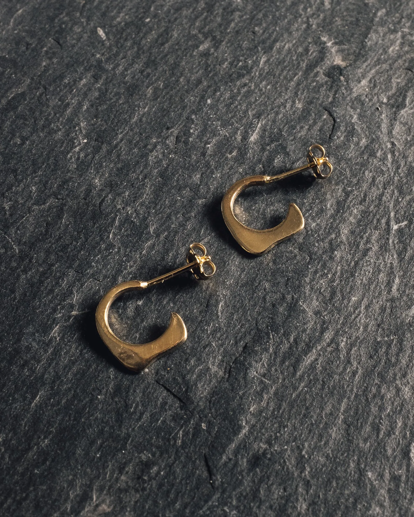 Another Feather Small Fin Hoops, 14K Gold