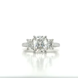 Antique Cushion Three Stone Ring