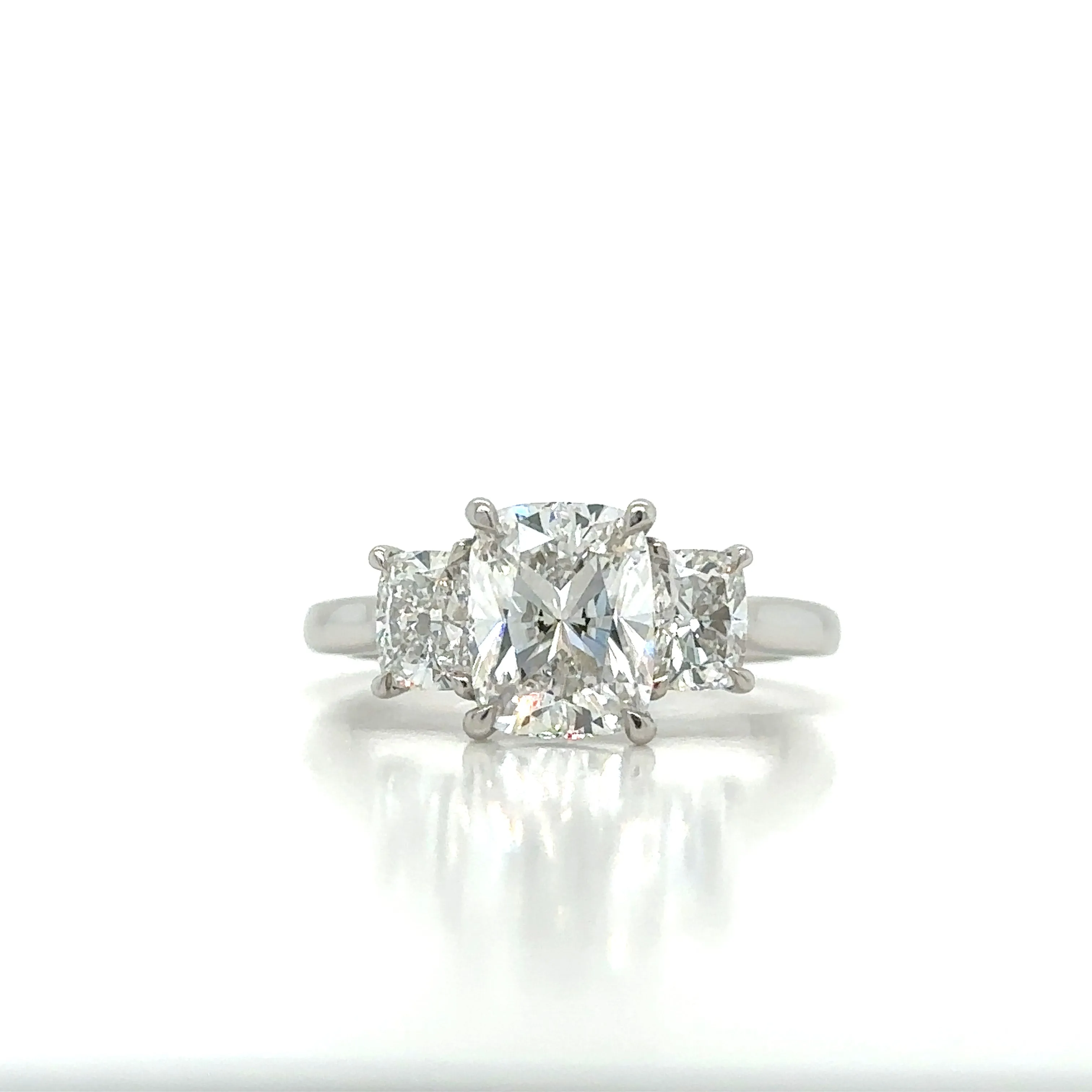 Antique Cushion Three Stone Ring