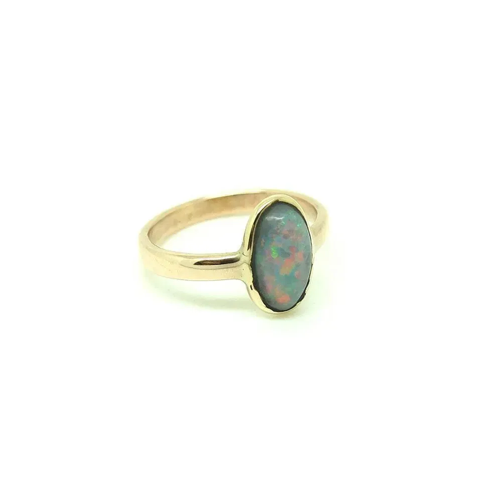 Antique Edwardian 9ct Rose Gold Opal 9ct Pinky Ring