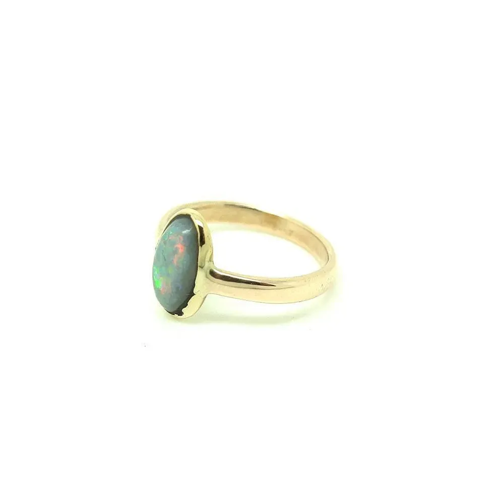 Antique Edwardian 9ct Rose Gold Opal 9ct Pinky Ring