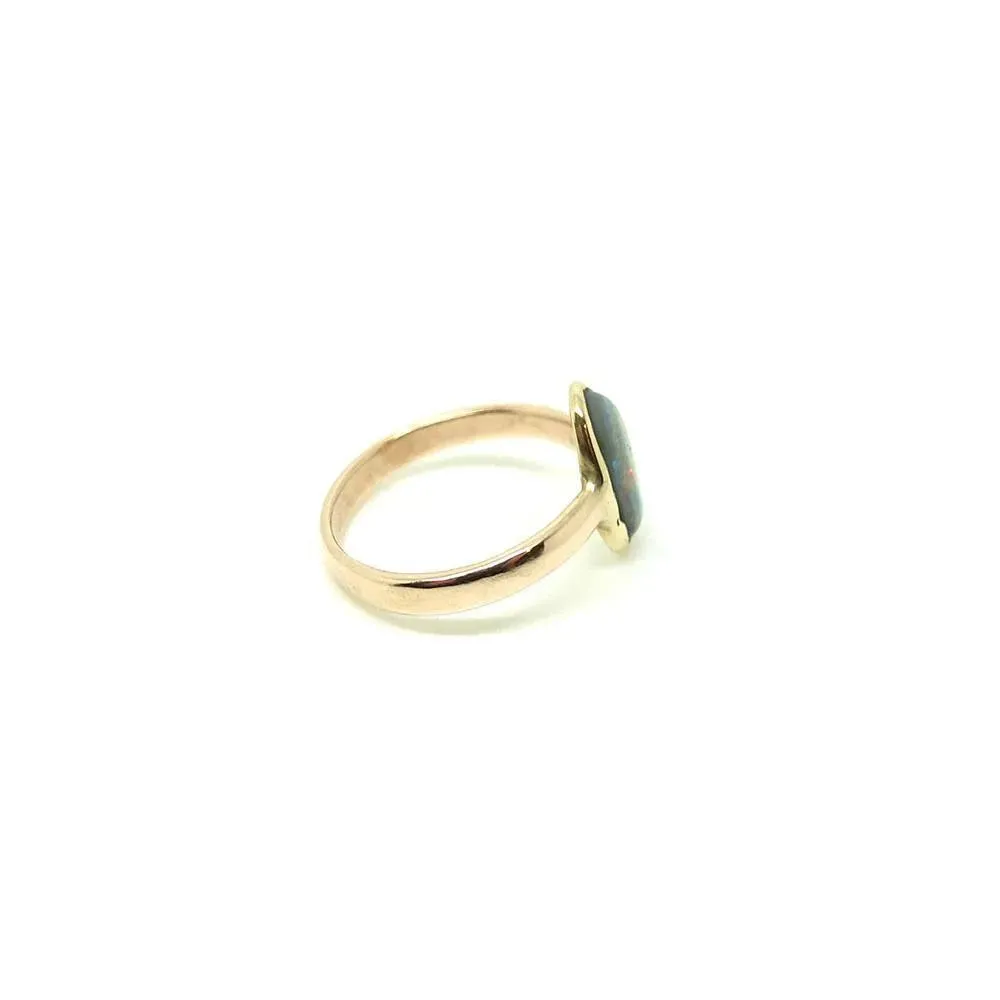 Antique Edwardian 9ct Rose Gold Opal 9ct Pinky Ring