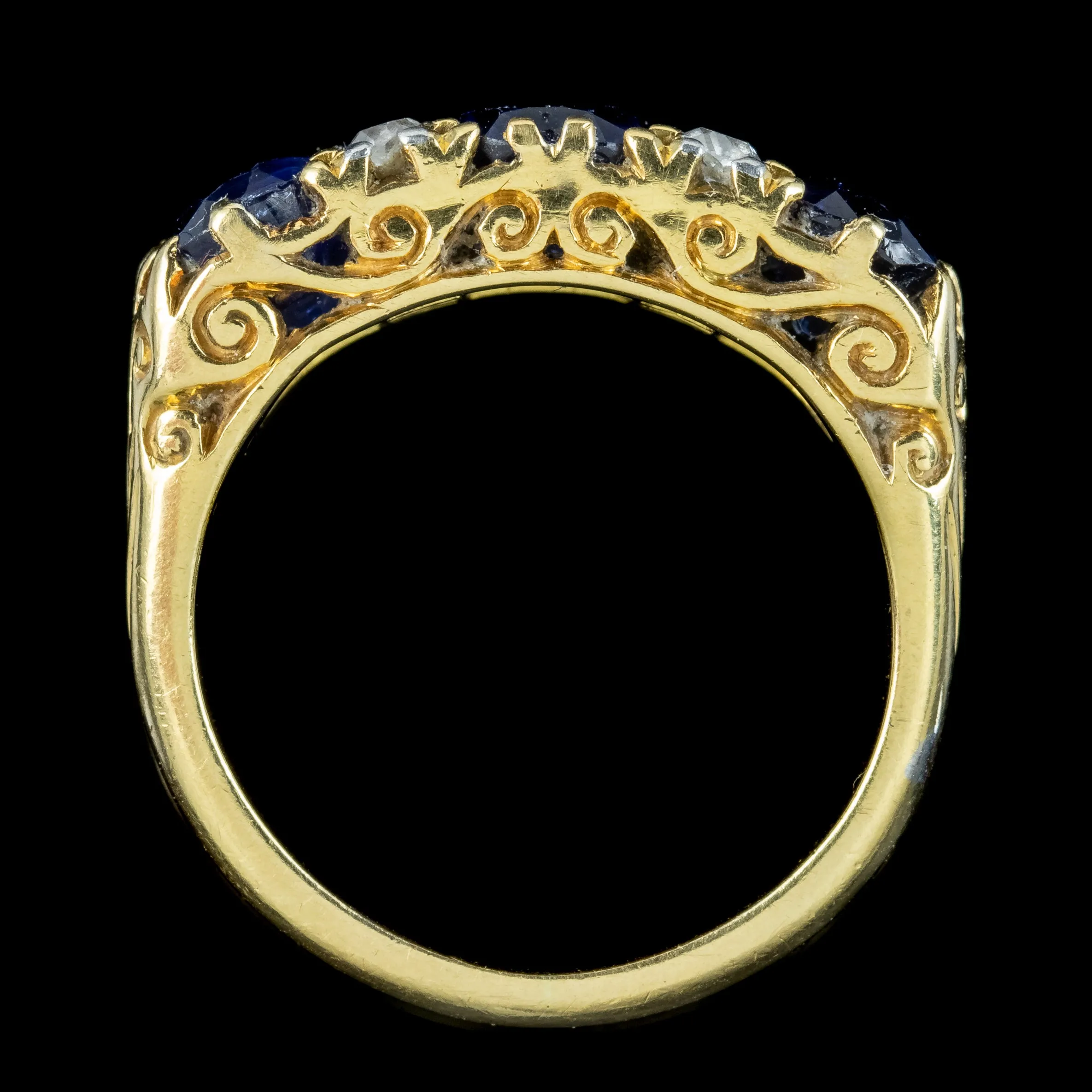 Antique Edwardian Sapphire Diamond and Gold Ring 2.7ct Sapphire With Cert