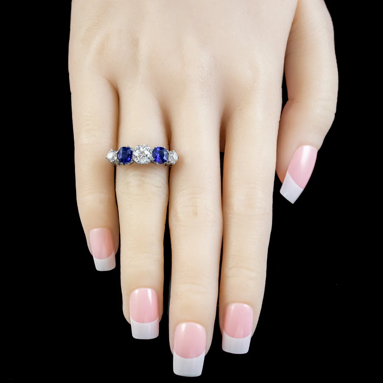 Antique Edwardian Sapphire Diamond Ring 1.87ct Sapphire 1.94ct Diamond With Cert