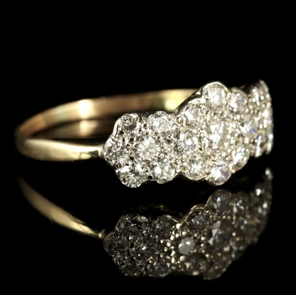Antique Victorian Diamond Cluster Ring 18Ct Gold 1.50Ct Of Diamonds