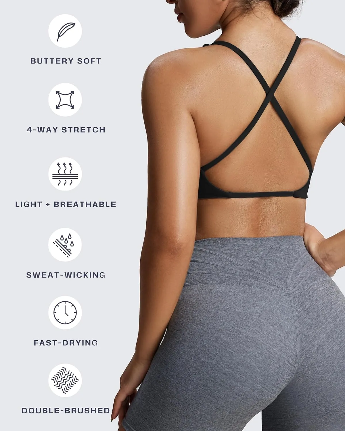 Aoxjox Women's Workout Sports Bras Fitness Backless Padded Sienna Low Impact Bra Yoga Crop Tank Top