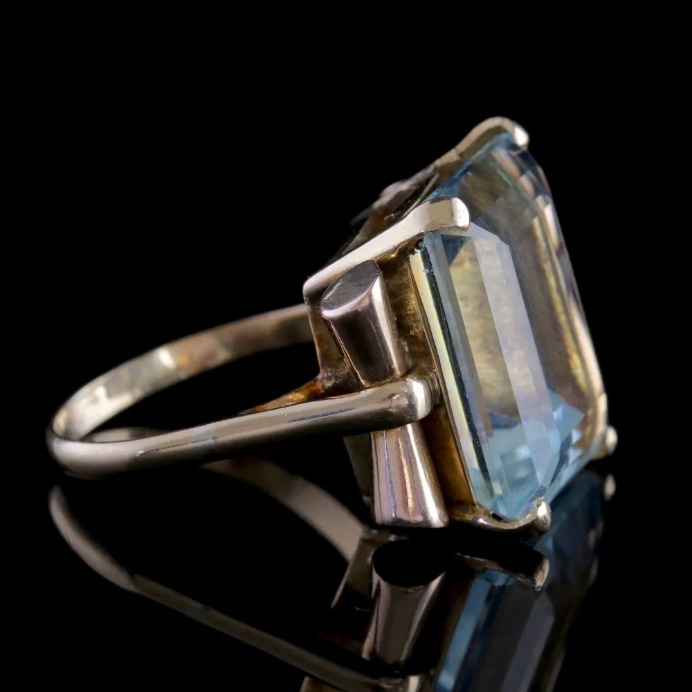 Aquamarine Cocktail Ring 14Ct Gold Circa 1950