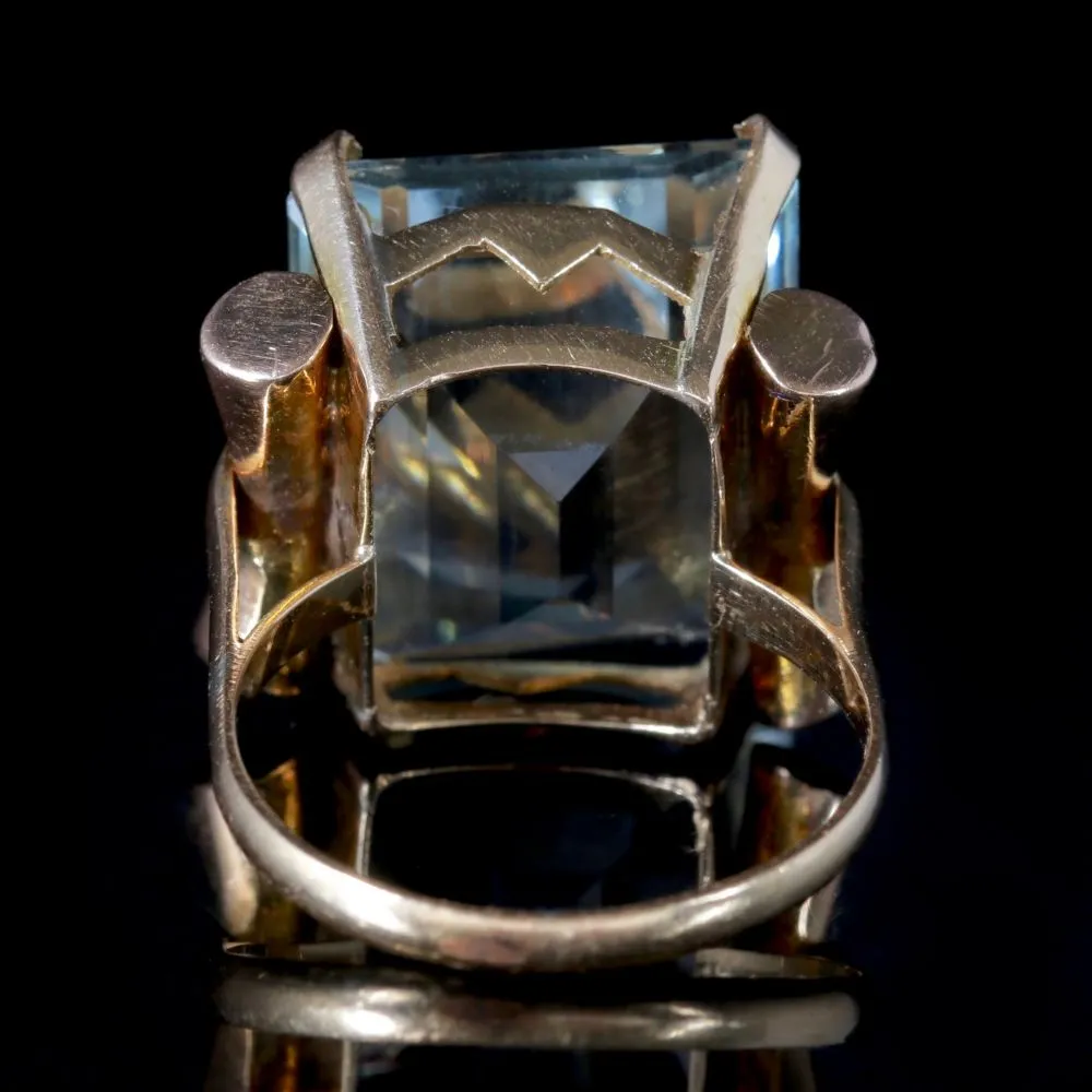 Aquamarine Cocktail Ring 14Ct Gold Circa 1950