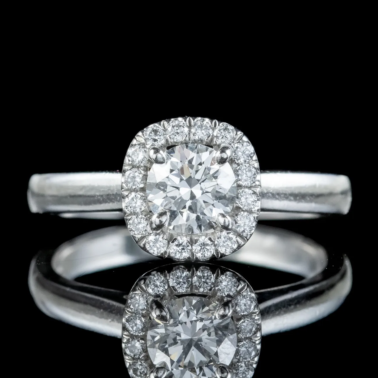 Art Deco Style Diamond Cluster Ring 0.80ct Vs1-D Colour Diamond With Cert