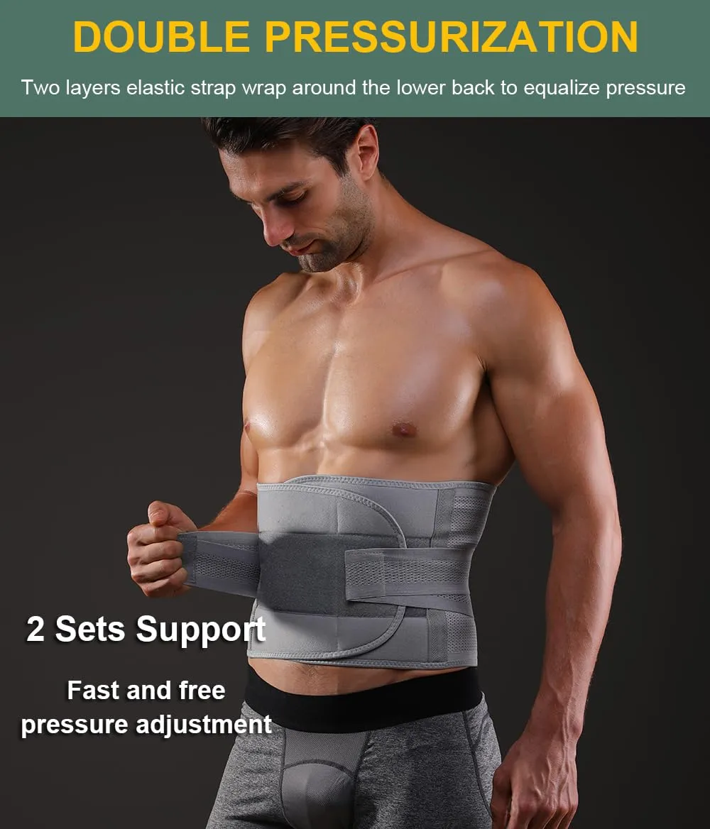 Back Brace for Lower Back Pain Men Women, Back Support Brace & Elastic Supports Belly Band Stomach Wrap Waist Belt Waist Trainer, Waist Brace Waist Trainer for Men Sciatica Pain Relief (Black, Large)