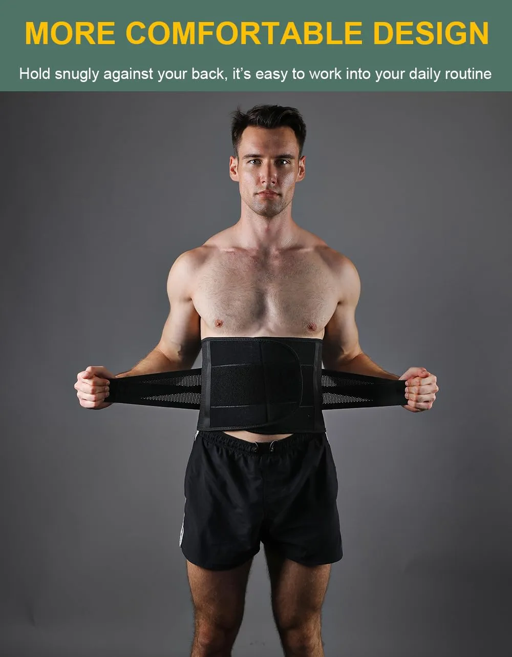 Back Brace for Lower Back Pain Men Women, Back Support Brace & Elastic Supports Belly Band Stomach Wrap Waist Belt Waist Trainer, Waist Brace Waist Trainer for Men Sciatica Pain Relief (Black, Large)