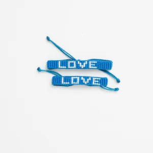 Big & Kid Woven LOVE Bracelet Pack - Denim/White