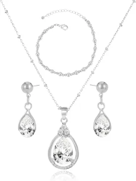 Bridesmaid Jewelry Gift Set for Women I Can't Say I Do Without You Teardrop Pendant Necklace Earrings with Copper Bead Bracelet Set for Wedding Proposal