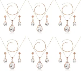 Bridesmaid Jewelry Gift Set for Women I Can't Say I Do Without You Teardrop Pendant Necklace Earrings with Copper Bead Bracelet Set for Wedding Proposal