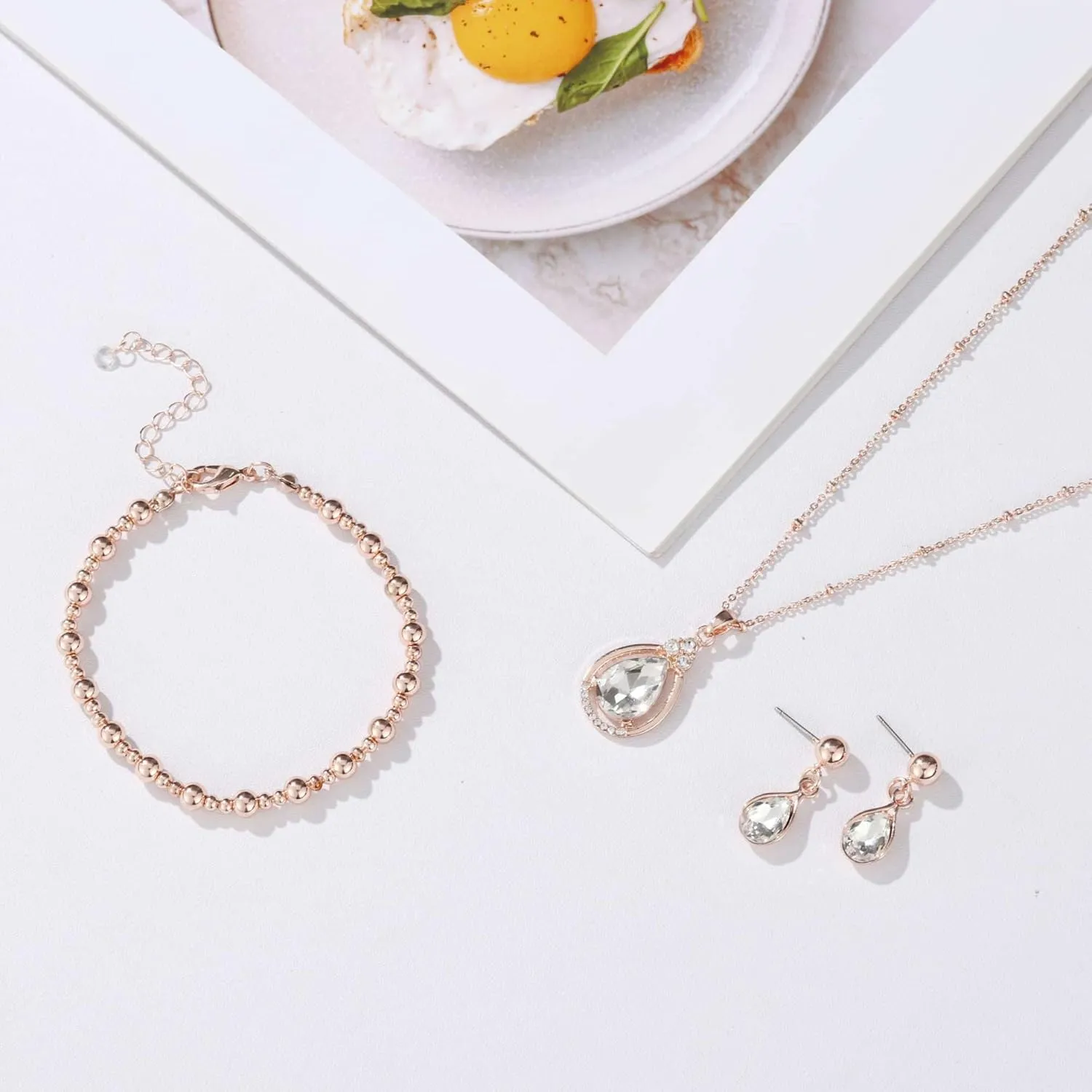 Bridesmaid Jewelry Gift Set for Women I Can't Say I Do Without You Teardrop Pendant Necklace Earrings with Copper Bead Bracelet Set for Wedding Proposal